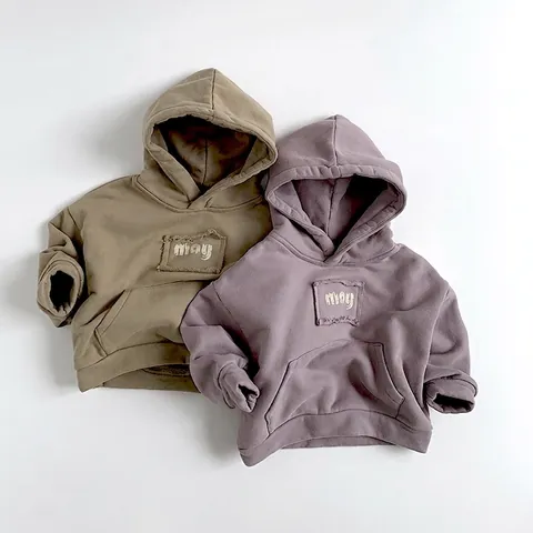 Παιδικό Φούτερ με Κουκούλα και Fleece Επένδυση Μαλακό Βαμβακερό Πουλόβερ Casual με Γράμματα για Αγόρια και Κορίτσια Ζεστή Χειμερινή Μπλούζα