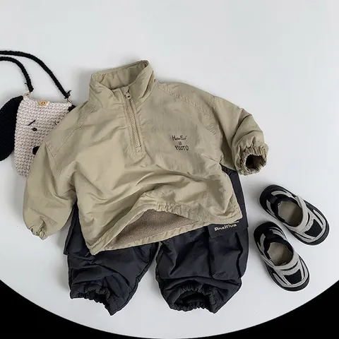 Kids Cargo Pants Fleece Lined Warm Winter Outdoor Trousers For Boys Girls Multi Pocket Windproof Nylon Pants
