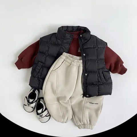 Felpa Bambini Ispessita in Pile Stile Coreano Caldo Pullover Invernale Stampa Lettere Ragazzi Ragazze Casual Top Manica Lunga