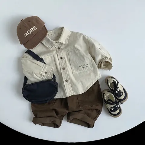 Kinder Baumwolle Casual Cargo Hose Lose Elastische Taille Hosen Für Jungen Mädchen Koreanischen Stil Einfarbig Weiche Bottoms
