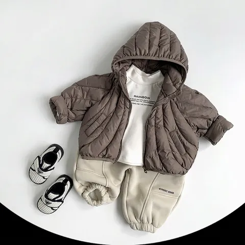 Piumino Leggero per Bambini con Cappuccio in Piuma d'Anatra Bianca Cappotto Trapuntato Caldo Giubbotto Invernale Moda per Ragazzi Ragazze
