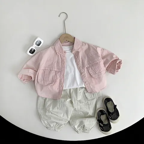 Kids Cargo Pants For Boys Girls Toddler Joggers Cotton Blend Breathable Anti-Mosquito Pants Elastic Waist Casual Trousers With Pockets