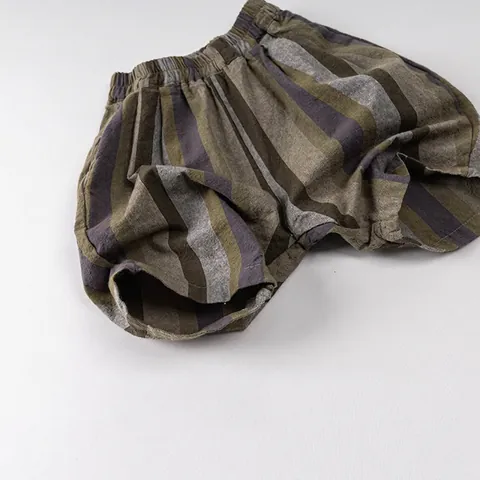 Kinder Gestreifte Shorts 100% Baumwolle Atmungsaktiv Sommer Casual Shorts Für Jungen Und Mädchen Japanischer Stil Weich Locker