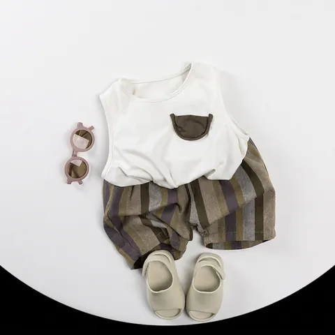 Kinder Gestreifte Shorts 100% Baumwolle Atmungsaktiv Sommer Casual Shorts Für Jungen Und Mädchen Japanischer Stil Weich Locker