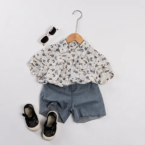Pantalones Cortos de Mezclilla de Algodón Casual para Niños Verano Niños Niñas Cintura Elástica Borde en Bruto
