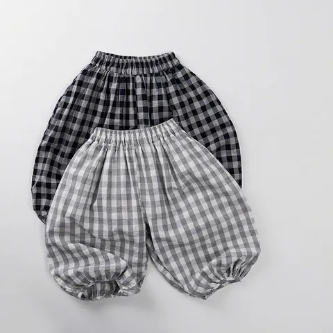 Kinder Baumwolle Karierte Mückenschutz Hose Sommer Dünne Lockere Lässige Laternenhose Koreanischer Stil Kleinkind Hose Jungen Mädchen
