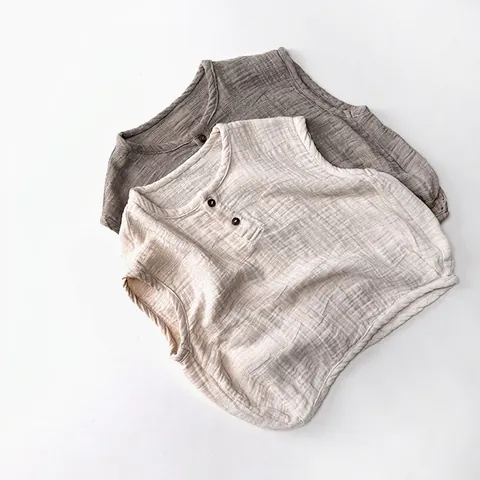 Kinderen Katoenen Gaas Mouwloos Henley Vest Zomer Casual Ademend Zacht Katoen Tank Top Voor Peuters Jongens Meisjes Baby Vest