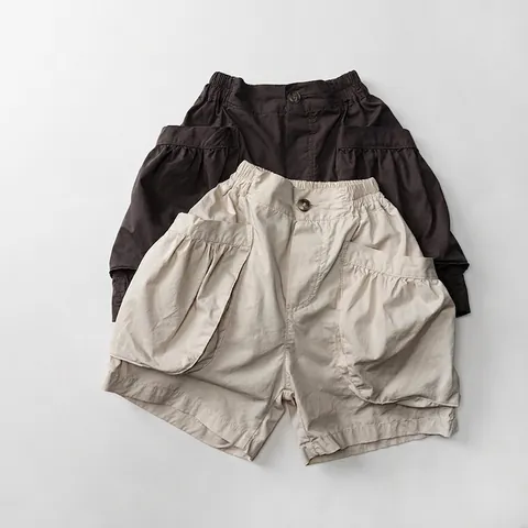 Pantalones Cortos Cargo de Verano para Niños Algodón Puro Color Sólido Cintura Elástica Casuales a la Moda para Niños y Niñas