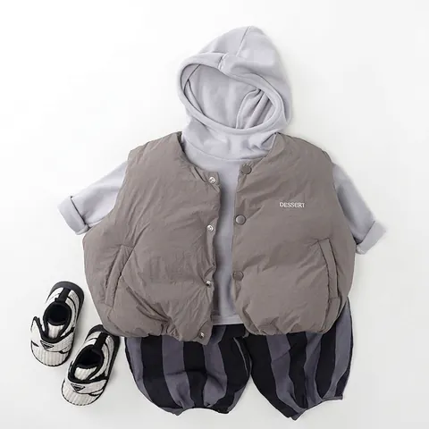 Gilet Rembourré Pour Enfants Hiver Chaud Veste Sans Manches Style Coréen Imprimé Lettres Vêtements Pour Garçons Filles