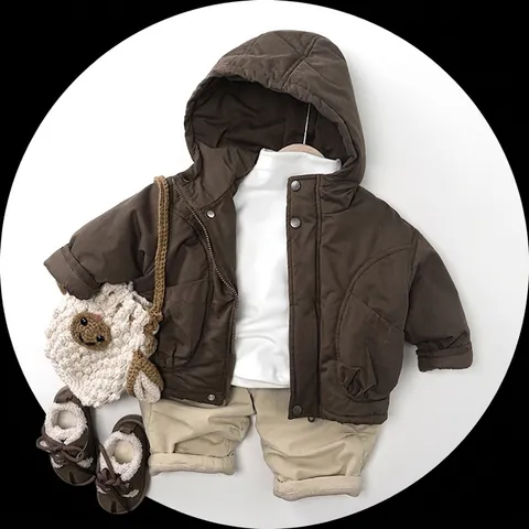 Veste Rembourrée à Capuche pour Enfants Manteau d'Hiver Chaud et Épais pour Garçons Filles Bébé Couleur Unie avec Fermeture Éclair