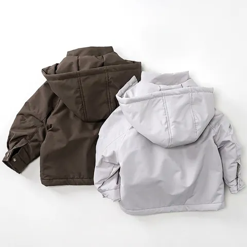 Giacca a Vento con Cappuccio Foderata in Pile per Bambini Ispessita Invernale Calda in Poliestere Nylon Cappotto per Ragazzi Ragazze Top Casual
