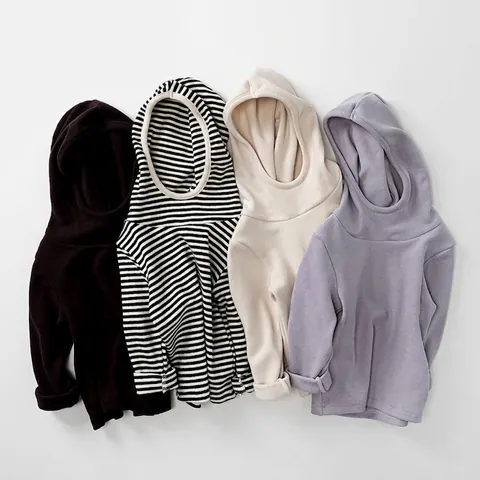 Peuter Jongens Meisjes Hooded Fleece Base Shirt Koreaanse Stijl Lange Mouw Pullover Zacht Warm Thermisch Top Casual Kinderkleding