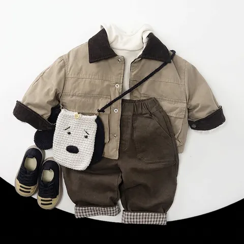 Toddler Kids Fleece Lined Warm Trousers Thick Winter Autumn Casual Cotton Pants Boys Girls Elastic Waist Solid Color Bottoms