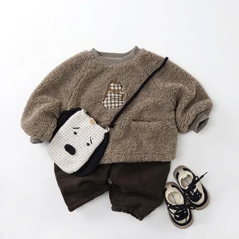 Winter Warm Fleece Lined Jogger Pants For Kids Toddler Boys Girls Solid Color Thick Sweatpants Thermal Loose Casual Bottoms Winter Trousers