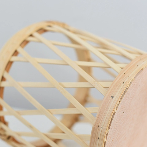 Soporte para Macetas Tejido de Ratán de Estilo Nórdico Con Patas de Madera Cesta de Plantas de Bambú Natural Hecha a Mano para Sala
