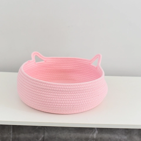 Cama para Gatos de Cuerda de Algodón Tejida con Orejas de Gato Nido Universal para Cuatro Estaciones Casa para Mascotas
