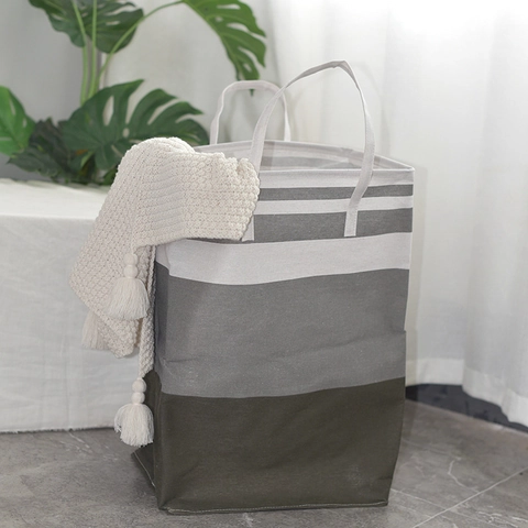 Cesta de Lavandería de Lona Grande Plegable Impermeable Contenedor de Ropa Con Asas Organizador Geométrico para el Hogar