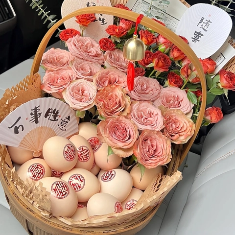 Handwoven Bamboo Wood Chip Storage Basket With Handle Pastoral Style Picnic Fruit Flower Gift Basket For Home Decor