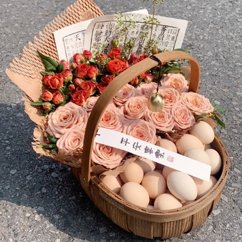Cesto Portaoggetti in Trucioli di Legno Intrecciati a Mano Con Manico Portatile Cesto Ovale per Frutta Fiori Uova Casa Picnic Regalo