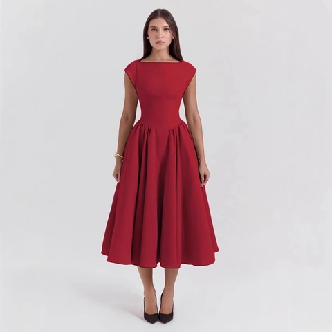 Sexy Abito Lungo Arricciato Senza Schienale Elegante Vita Alta Spacco Festa Serale Tinta Unita Manica Corta Maxi Vestito