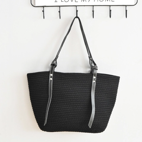 Damen Große Kapazität Gewebte Baumwolle Leinen Tote Tasche Casual Vintage Schultertasche Nieten Verstärkte Sommer Strand Handtasche