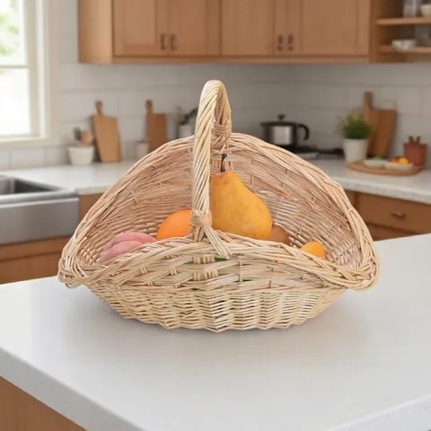 Cesto da Picnic in Salice Fatto a Mano Cesto Intrecciato Portatile per Frutta e Cucina Arredamento Casa Cesto di Verdure Rustico
