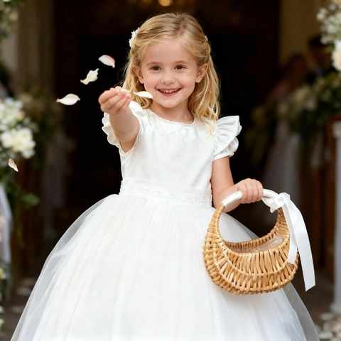 Pastoral Handmade Woven Willow Flower Basket With Ribbon Bow For Wedding Flower Girl Gift Basket Home Decoration Accessories