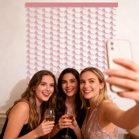 Tenda a Frange Rosa Metallizzato Sfondo in Pellicola Per Addio al Nubilato Festa di Matrimonio Compleanno Decorazione Parete
