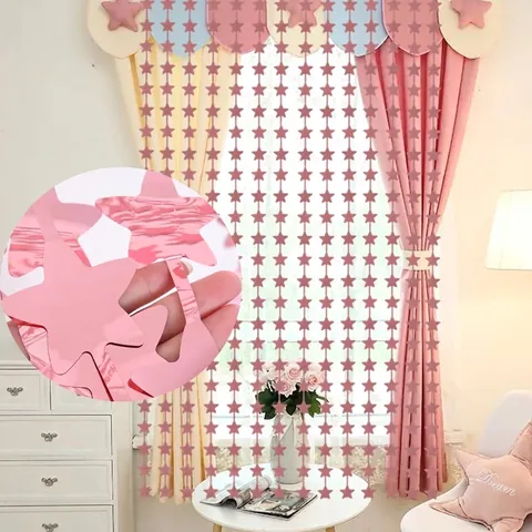 Tenda a Frange in Lamina di Stelle Oro Rosa Sfondo Metallico per Festa di Compleanno Matrimonio Decorazione Parete Casa Stella Lucida