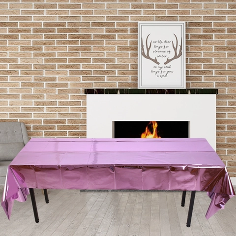Metallic Shiny Disposable Tablecloth Rose Gold Foil Waterproof Plastic Table Runner For Birthday Wedding Party Decorations