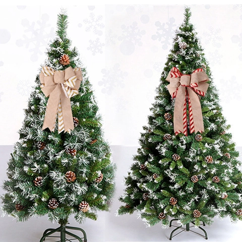 Grandi Fiocchi di Natale in Iuta per Decorazione Albero di Natale Fiocco Decorativo Fatto a Mano Rosso Oro Chevron per Ghiirlanda Casa Parete