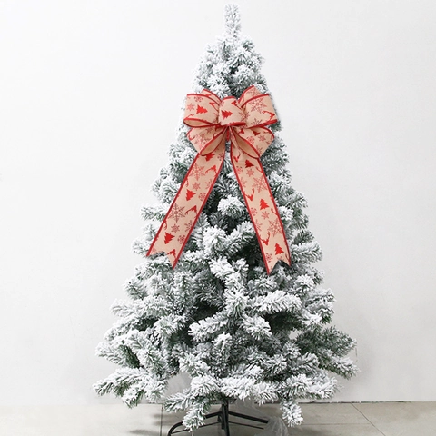 Grandi Fiocchi Decorativi Natalizi in Tessuto di Iuta per Puntale di Albero di Natale Ghirlanda Ornamento con Design di Stampa Festiva