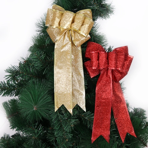 Weihnachten Glitzer Schleife Hängende Ornament Handgefertigte Weihnachtsbaum Dekoration Funkelnde Große Kleine Feiertags DIY Party Dekor
