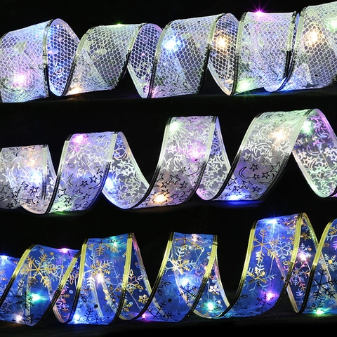 Luci a Stringa di Nastro di Natale a LED Con Motivo a Fiocco di Neve Stella Luna Bronzatura Decorazione Natalizia