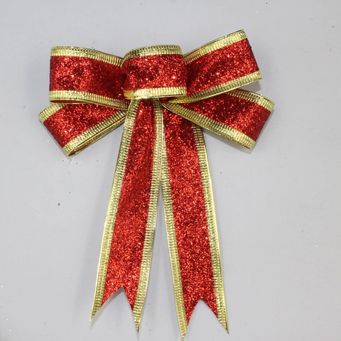 15cm Christmas Glitter Bow Decoration Red Gold Silver Large Bowknot Christmas Tree Hanging Ornaments Party Gift Decoration