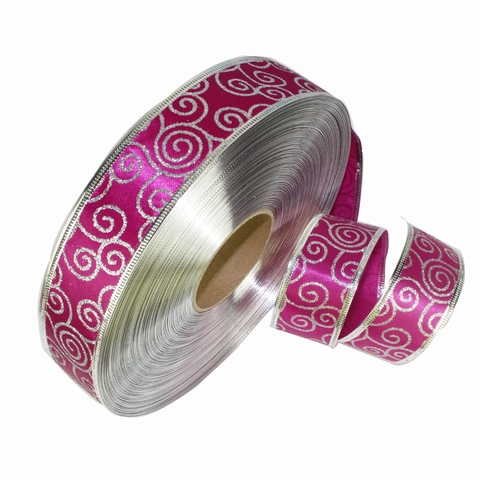 Christmas Swirl Glitter Decorative Ribbon With Metallic Edge For Holiday Tree Home Decor Festive Gift Wrapping Ribbon