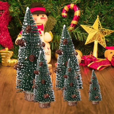 Mini Beflockter Weihnachtsbaum Mit Natürlichen Tannenzapfen Und Holzsockel Künstliche Lärche Schnee Ornament Für Festliche Tischdeko