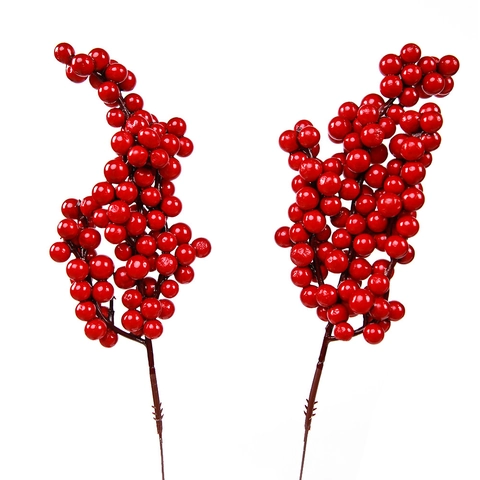 Gambi di Bacche Rosse Artificiali per Decorazioni Natalizie Fai-da-te Composizione Floreale in Schiuma Realistica Bacche Invernali