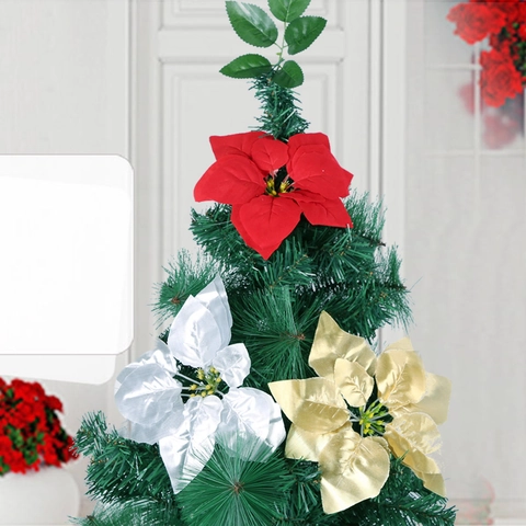 Kunstmatige Kerstbloemen Kerstster Glitter Bloemen Voor Kerstboom Decoratie Feest Huis Bruiloft Ornamenten