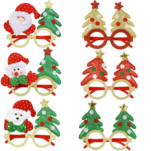 Montature per Occhiali da Festa di Natale Glitterate Renna Babbo Natale Albero di Natale Occhiali Accessorio per Travestimento Natalizio