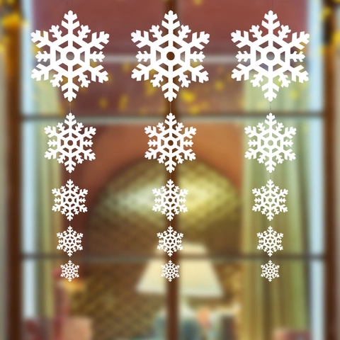 Weihnachten Weiße Schneeflocke Girlande Schaumstoff Glitzer Anhänger Für Feiertag Party Winter Home Fenster Dekorationen