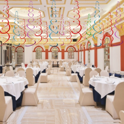 PET Laser Glitzer Spiralen Hängedekoration Für Weihnachten Geburtstag Hochzeit Party Deckenornamente Mehrfarbig Doppelte Spiralen