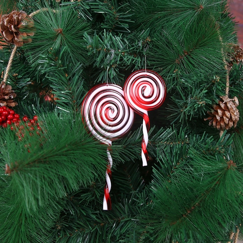 Set di Ornamenti Appesi per Albero di Natale a Forma di Lecca-lecca Rosso Bianco Caramelle a Spirale Decorazioni per Festa di Natale