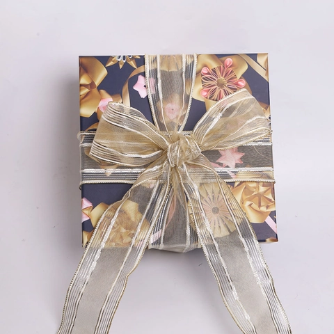 Weihnachten Drahtrand Dekoratives Band Polyester Durchscheinend Metallic Gestreiftes Band Für Feiertag Geschenkverpackung Party Dekor DIY Handwerk