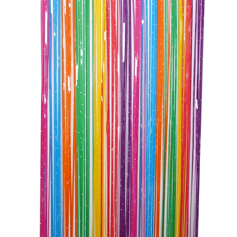 Tenda a Frange Macaron Multicolore con Stelle PET Lamina Metallica Tenda di Seta per Compleanno Festa Natale Decorazione Sfondo