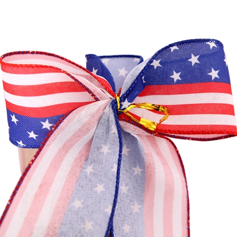 Decorazione Fiocco Giorno Indipendenza Stelle Strisce Iuta Ciondolo Bandiera Americana Camion Rosso Ornamento per Festa Casa Decor