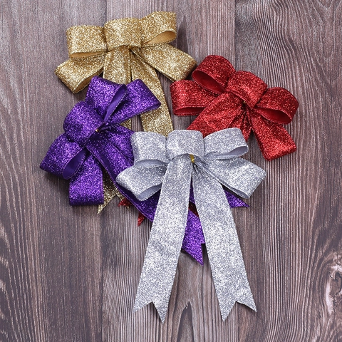 Große Glitzer Weihnachten Schleife Für Weihnachtsbaum Dekoration Glitzernde Schleife Ornament Für Feiertag Party Heimtextilien