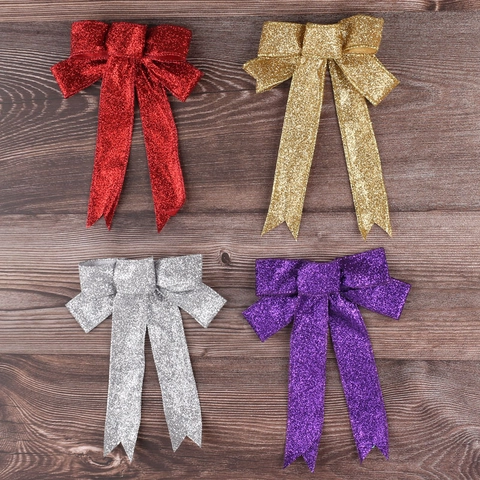 Große Glitzer Weihnachten Schleife Für Weihnachtsbaum Dekoration Glitzernde Schleife Ornament Für Feiertag Party Heimtextilien