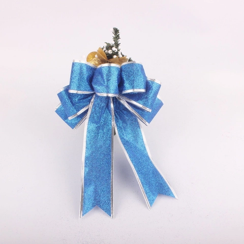 Large Glitter Bow Tie Christmas Tree Decor With Berries Pine Needles Holiday Party Home Gift Wrapping Decorative Ornament