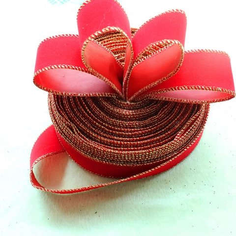 Nastro Velluto Rosso Natale Bordo Oro Confezioni Regalo Decorazione Albero Oggetti Scena Festa